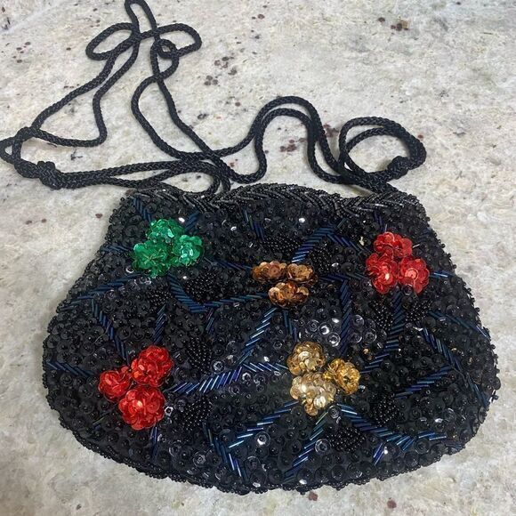 Handbags - - Black sequined small purse‎